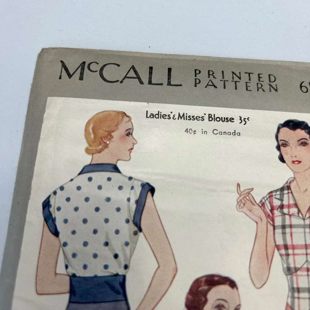 McCall Antique Early 1900's Pattern #6960 Ladies/Misses Blouse Size 18 HTF‎ RARE